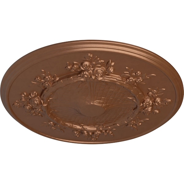 Flower Ceiling Medallion (Fits Canopies Up To 3 7/8), Hand-Painted Polished Copper, 27OD X 1 1/8P